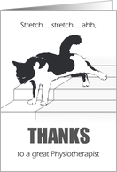 Thank You To Physiotherapist Cat Stretching Itself On The Stairs card