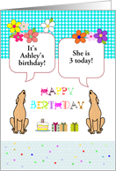 Great Great Granddaughter’s 3rd Birthday Pet Dogs Flowers Cake Gifts card