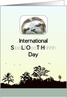 International Sloth Day Sloth With Sleepy Smile And Eating Leaf card