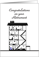 Retirement Congratulations Janitor Apartment Building Cross Section card