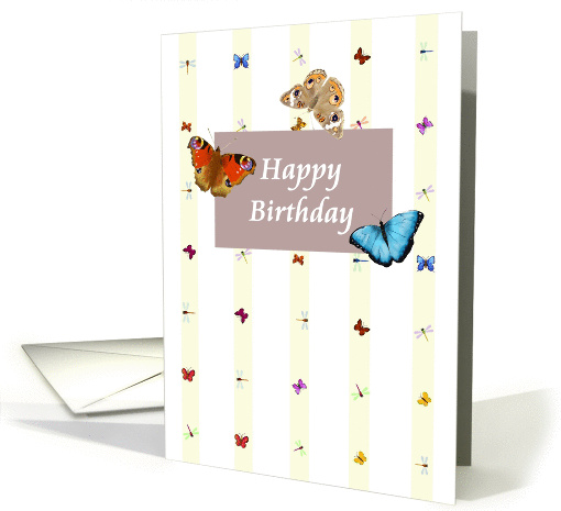 Birthday, colorful butterflies and dragonflies card (1451240)