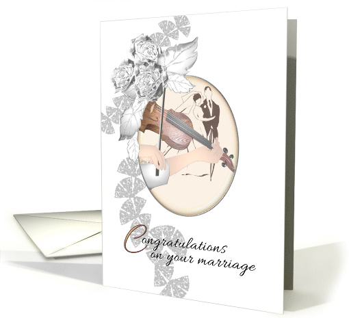 Wedding Congratulations Bride and Groom Violin Being Played card