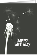 Birthday Illustration of Dandelion Seed Head and Floating Seeds card