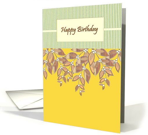 Branches Of White Berries And Brown Foliage Birthday card (1454514)