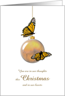 First Christmas Alone Bereaved Butterflies Resting On Glass Bauble card