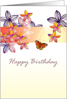 Birthday, beautiful butterfly and multi-colored abstract florals card