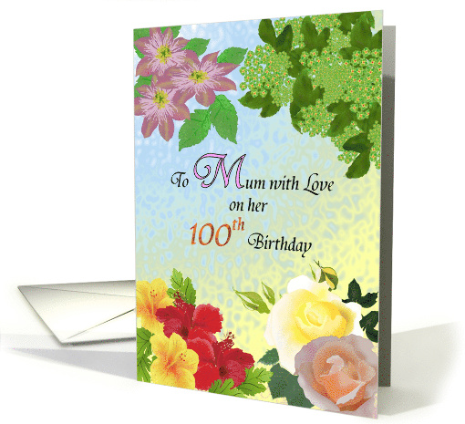 Mum's 100th Birthday Beautiful Floral Display card (1454758)