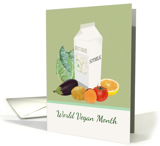 World Vegan Month Vegetables Fruit and Soy Milk card (1454976)