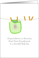 Becoming Great Great Grandparents to Baby Boy Bib on Washing Line card