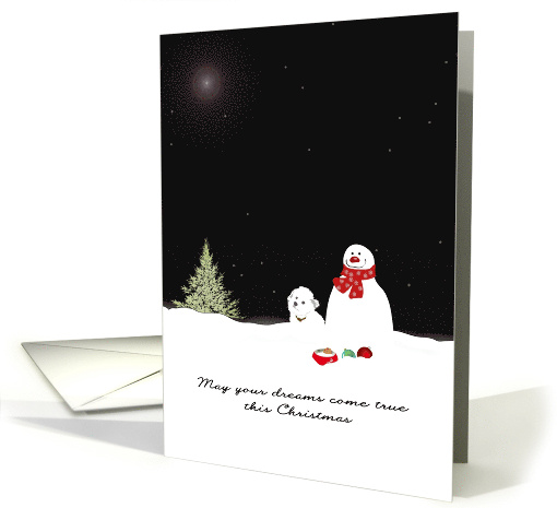 Dog And Snowman Waiting For Santa Christmas card (1456578)