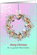 Christmas Greeting For Barrister Beautiful Holiday Wreath Ornament card