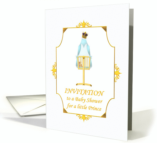 Baby shower invitation for a baby boy, royal and prince themed card