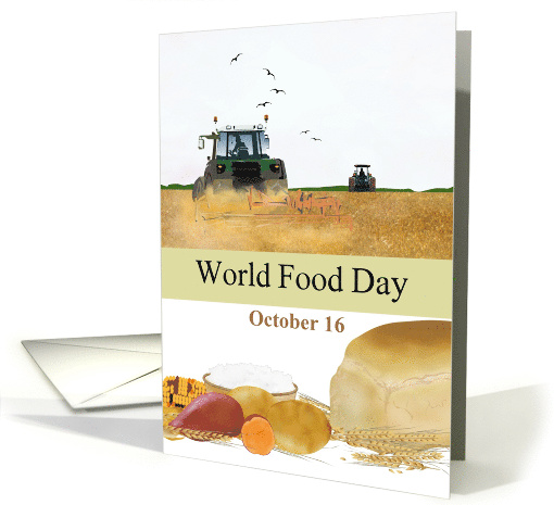 World Food Day October 16 Farming Bread Rice Potatoes Corn card