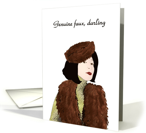 National Faux Fur Day Lady in Faux Fur Stole and Hat card (1458402)