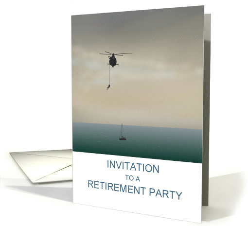 Retirement for Coast Guard Party Invitation Sea Helicopter Rescue card