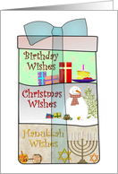 Birthday on Chrismukkah, Christmas Hanukkah Birthday all rolled into 1 card