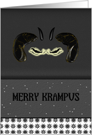 Merry Krampus Horned Krampus with Eerie Glowing Eyes card