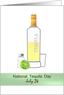 National Tequila Day Bottle of Tequila Shot Glass Lime and Salt card