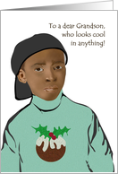 Grandson Wearing Cute Christmas Sweater African American Christmas card