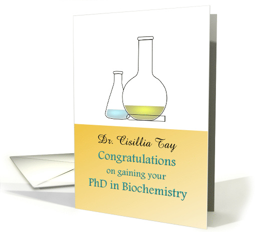 Gaining PhD in Biochemistry Custom Congratulations Glassware card