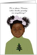 Niece in Cute Christmas Sweater African American Christmas card