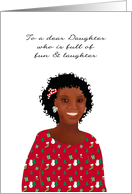 Daughter Wearing Candycane Hairgrips African American Christmas card