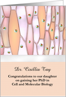 Daughter Gaining PhD Cell and Molecular Biology Illustration of Cells card