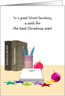 Christmas For School Secretary Files And Papers Baubles And Stars card