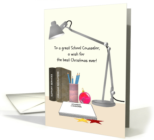 Christmas For School Counselor Files And Papers Bauble And Stars card