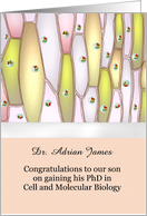 Son Gaining PhD Cell and Molecular Biology Illustration of Cells card