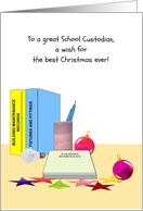 Christmas For School Custodian Files Light Bulb Baubles And Stars card
