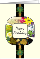 Beautiful Flowers On Patterned Background In Vibrant Colors Birthday card