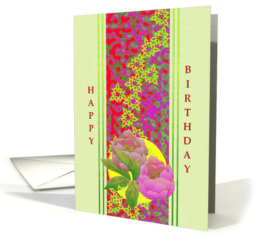 Birthday Flowers And Foliage Vibrant Colorful Pattern card (1461130)