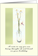 1st Birthday Alone Bereaved Dragonfly Daisies In A Bottle card