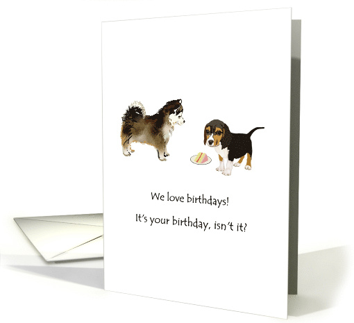 Birthday Cute Puppies Guarding A Slice Of Cake card (1461680)