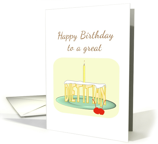 Birthday for Dietitian Lit Candle and Icing on Word Dietitian card