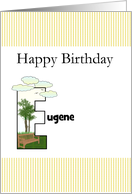 Birthday for Name Beginning with Letter E Garden Sketch Inside Letter card