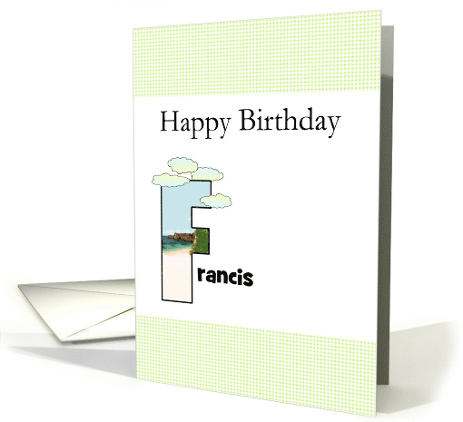 Birthday Name Beginning with Letter F Coast Sketch Inside Letter card