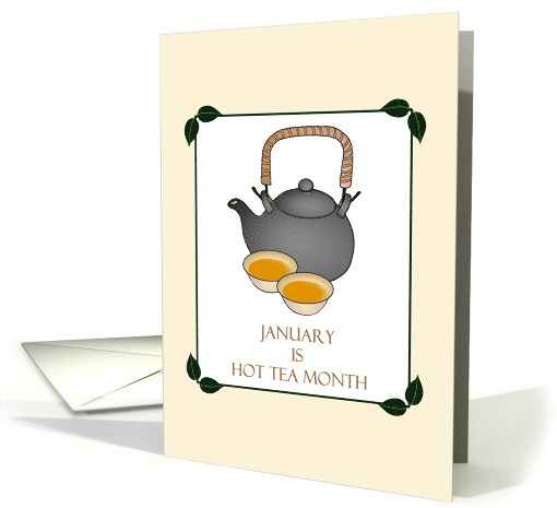 Hot Tea Month Two Cups of Jasmine Tea and a Teapot card (1461992)