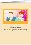 Kiss a Ginger Day Man and Woman Blowing a Kiss card