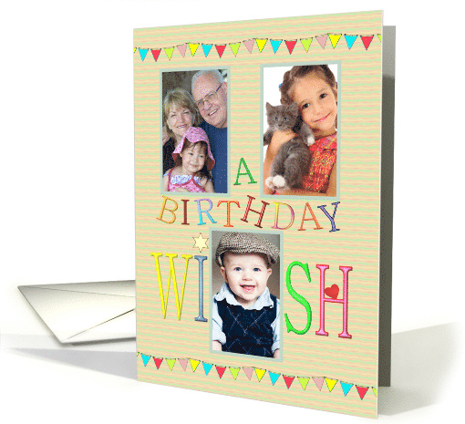 Photocard Birthday With 3 Photographs Colorful Greeting And Flags card