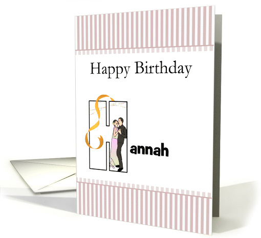 Birthday Name Beginning with Letter H Man and Lady Dancing card