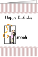 Birthday Name Beginning with Letter H Man and Lady Dancing card