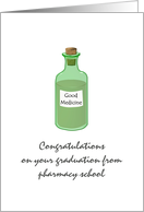 Graduation from Pharmacy School Medicine Bottle Cartoon Illustration card