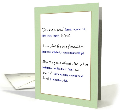 A Message for a Good Friend on Thesaurus Day card (1463246)