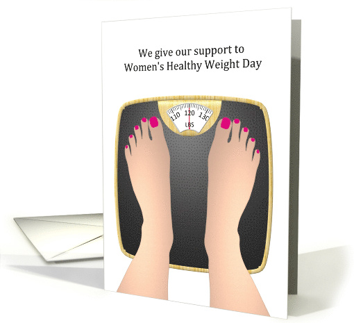 Women's Healthy Weight Day Feet Standing On Bathroom Scale card