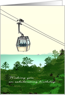 Aerial tramway, cable car view over bay, birthday card