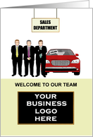 Custom Company Logo Welcome To New Employee Car Sales card