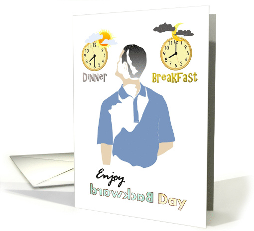 Backward Day Man with Shirt Worn Backwards Swap Meal Times card