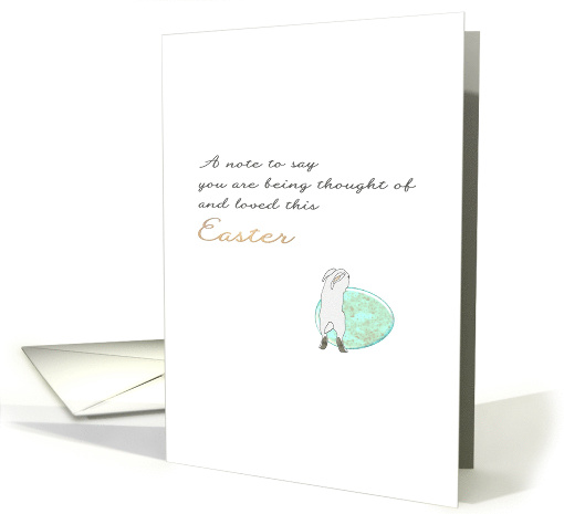 1st Easter Alone Loss of Spouse Bunny Leaning on Easter Egg card